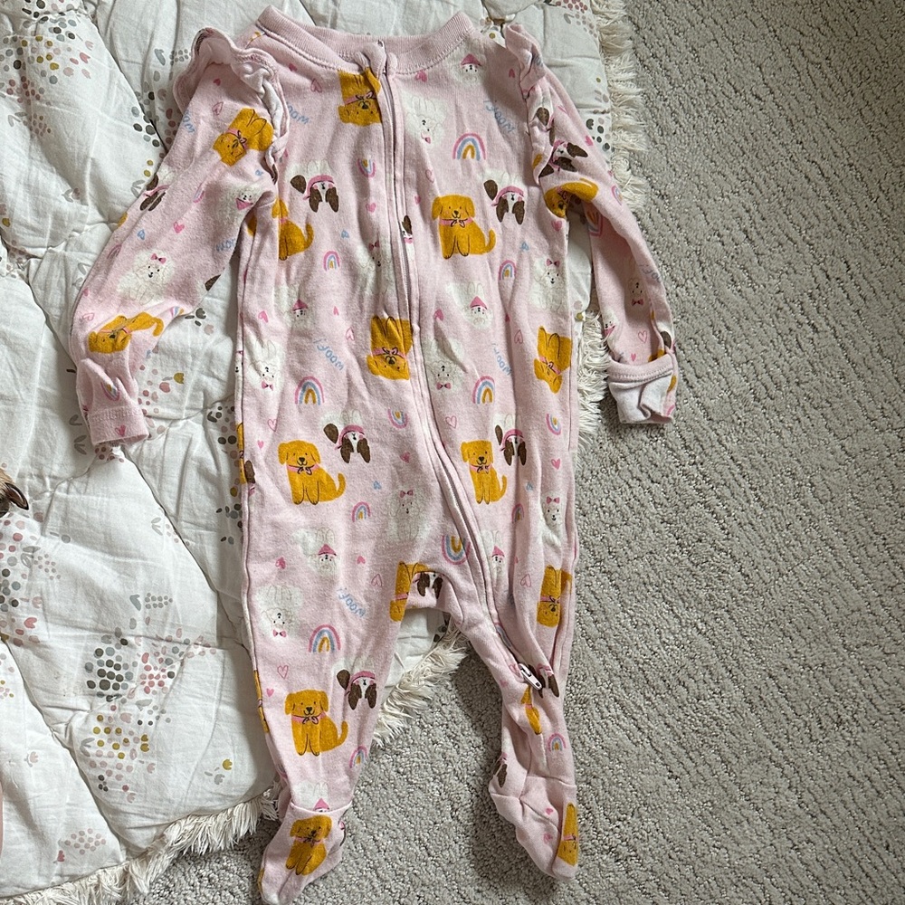 Old Navy Pink Puppy and Rainbow Kids Footie